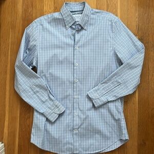 Charles Tyrwhitt Slim Fit Non-Iron Blue & Purple Plaid Cotton Button Down Shirt